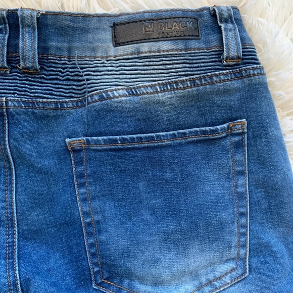 MENS CJ BLACK PREMIUM DISTRESSED SKINNY FLEX Dark Blue Wash JEANS - Picture 8 of 9